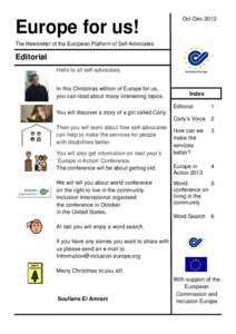 Europe for us!  Oct-Dec 2012 The Newsletter of the European Platform of Self-Advocates
