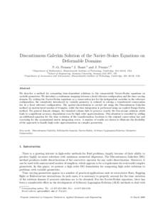 Discontinuous Galerkin Solution of the Navier-Stokes Equations on Deformable Domains a Department P.-O. Persson a J. Bonet b and J. Peraire c,∗