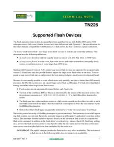 TN226 Supported Flash Devices The flash memories listed in this document have been qualified for use with Rabbit 2000 and/or 3000 microprocessors. Only some of these devices have been fully tested with Dynamic C, but spe