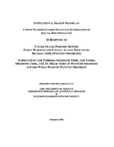 SUPPLEMENTAL SHADOW REpORT TO  UNITED NATIONS COMMITTEE ON THE ELIMINATION OF RACIAL DISCRIMINATION