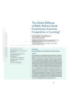 The Global Diffusion of Public Policies: Social Construction, Coercion, Competition, or Learning?