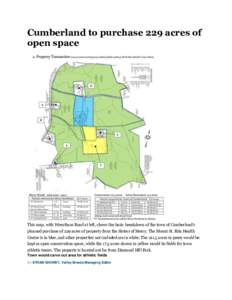 Cumberland to purchase 229 acres of open space This map, with Wrentham Road at left, shows the basic breakdown of the town of Cumberland’s planned purchase of 229 acres of property from the Sisters of Mercy. The Mount 