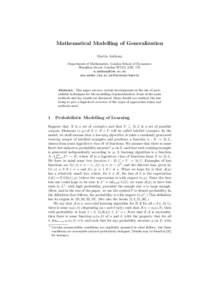 Machine learning / Statistical classification / Computational learning theory / Decision theory / Rademacher complexity / Stability / VC dimension / Support vector machine / Sample complexity / Generalization error / VapnikChervonenkis theory