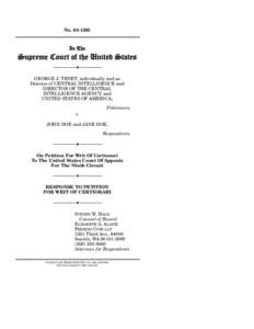 Tenet v. Doe -- Response to Petition for Writ of Certiorari