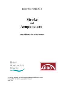 BRIEFING PAPER No 2  Stroke and  Acupuncture