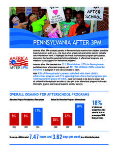 PENNSYLVANIA AFTER 3PM AMERICA AFTER3PM America After 3PM surveyed parents in Pennsylvania to examine how children spend the hours between 3 and 6 p.m.—the hours after school ends and before parents typically