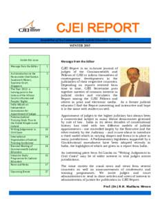 CJEI REPORT Newsletter of the Commonwealth Judicial Education Institute WINTER 2015 Inside this issue