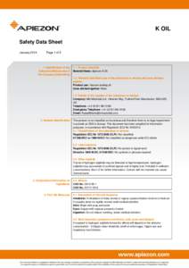 K OIL Safety Data Sheet January 2014 Page 1 of 5