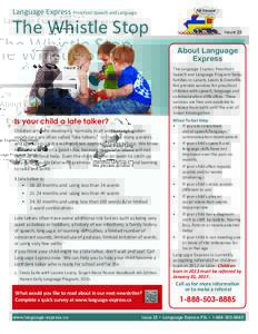 Language Express Preschool Speech and Language  The Whistle Stop Issue 25