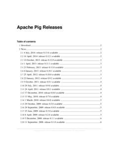 Apache Pig Releases Table of contents 1 Download............................................................................................................................2 2 News........................................