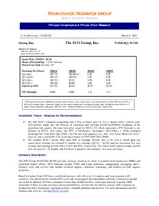 RENAISSANCE RESEARCH GROUP Special Situations Research Principal Investments & Private Client Research U.S. (Microcap) – NASDAQ