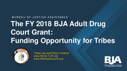 B U R E A U O F J U S T I C E A S S I S TA N C E  The FY 2018 BJA Adult Drug Court Grant: Funding Opportunity for Tribes Tribal Law and Policy Institute