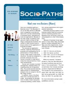 UCSD DEPARTMENT OF SOCIOLOGY Socio-Paths A