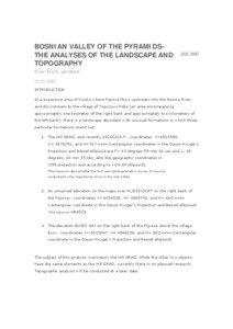 BOSNIAN VALLEY OF THE PYRAMIDSTHE ANALYSES OF THE LANDSCAPE AND TOPOGRAPHY Enver BUZA, geodesist