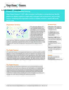 Investor Fact Sheet: Marketing Financing  Clean Power Finance® (