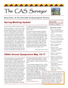 The CAS Surveyor Newsletter of the Colorado Archaeological Society Spring Meeting Update  Spring 2009