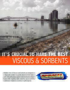 IT’S CRUCIAL TO HAVE THE BEST  VISCOUS & SORBENTS CRUCIAL’s line of Viscous and Sorbents are designed as a disposable solution to quickly absorb oil from land or