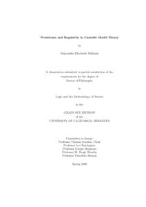 Persistence and Regularity in Unstable Model Theory by Maryanthe Elizabeth Malliaris A dissertation submitted in partial satisfaction of the requirements for the degree of