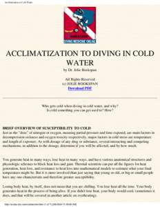 Acclilatization to Cold Water