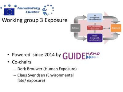 Working group 3 Exposure  • Powered since 2014 by • Co-chairs – Derk Brouwer (Human Exposure) – Claus Svendsen (Environmental