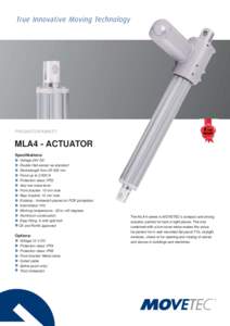 PRODUCTDATASHEET  MLA4 - ACTUATOR Specifikations: Voltage 24V DC Double Hall-sensor as standard