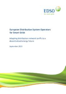 European Distribution System Operators for Smart Grids Adapting distribution network tariffs to a decentralised energy future September 2015