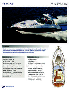 VISTA 355  OVERVIEW Our 35-foot cruiser offers everything you need to travel elegantly from day to night and from shore to shore — while entertaining with ease. Enjoy the protection of an enclosed, lighted hardtop caba