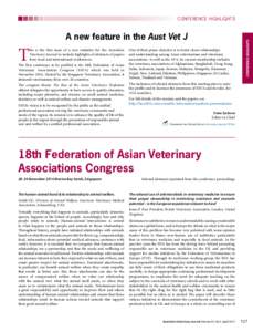 A new feature in the Aust Vet J  T his is the first issue of a new initiative for the Australian Veterinary Journal to include highlights of abstracts of papers