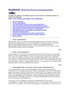 RotaShield® (Rotavirus) Vaccine and Intussusception