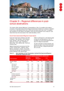Chapter 8 – Regional differences in postschool destinations This chapter outlines regional differences in the destinations of Year 12 completers and provides a comparison of South East Queensland and Regional Queenslan