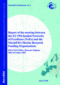 Facilitating the Coordination of National and Regional Marine RTD Programmes in Europe  MarinERA MarinERA Publication No. 6