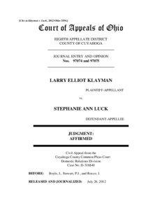 [Cite as Klayman v. Luck, 2012-Ohio[removed]Court of Appeals of Ohio