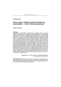 ASIEN 143 (April 2017), S. 5–24  Refereed article China’s Role in Global Transition Processes to Sustainability — A Role Theoretical Approach