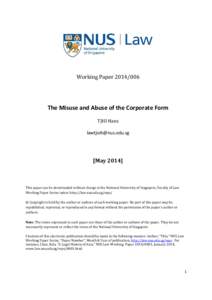 Microsoft Word - Hans Tjio - The misuse and abuse of the corporate form.docx