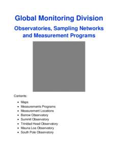 Global Monitoring Division Observatories, Sampling Networks and Measurement Programs  