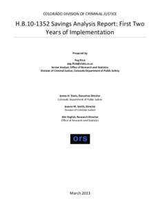 H.B[removed]Savings Analysis Report: First Two Years of Implementation