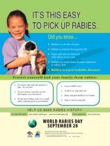 IT’S THIS EASY TO PICK UP RABIES. Did you know… n	  Rabies is a deadly disease.