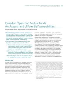 Canadian Open-End Mutual Funds: An Assessment of Potential Vulnerabilities