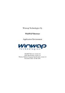 Winwap Technologies Oy WinWAP Browser Application Environment WinWAP Browser version 4.0 WAP Specification version 2.0