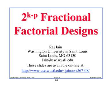 k p 2 Fractional Factorial Designs