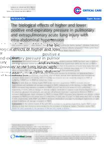 The biological effects of higher and lower positive end-expiratory pressure in pulmonary and extrapulmonary acute lung injury with intra-abdominal hypertension