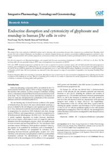 Integrative Pharmacology, Toxicology and Genotoxicology  Research Article Endocrine disruption and cytotoxicity of glyphosate and roundup in human JAr cells in vitro