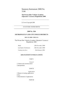 The PHV London operators licences regulations 2000 statutory instrument 2000