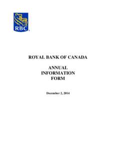 ROYAL BANK OF CANADA ANNUAL INFORMATION FORM December 2, 2014