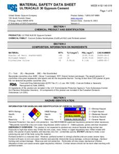MATERIAL SAFETY DATA SHEET  MSDS # ULTRACAL® 30 Gypsum Cement United States Gypsum Company