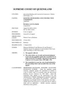 SUPREME COURT OF QUEENSLAND CITATION: Queensland Building and Construction Commission v WatkinsQCA 172