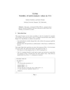 N1793: Stability of indeterminate values in C11 Robbert Krebbers and Freek Wiedijk Radboud University Nijmegen, The Netherlands  Abstract. This paper – document N1793 of WG 14 – proposes and argues for a specific res