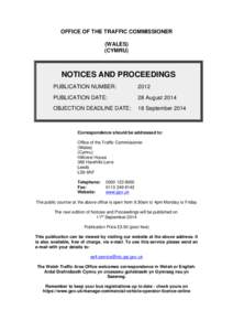 Notices and proceedings: Wales: 28 August 2014