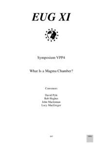 EUG XI  Symposium VPP4 What Is a Magma Chamber?
