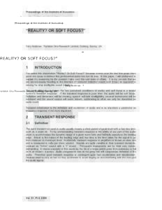 Proceedings of the Institute of Acoustics  “REALITY? OR SOFT FOCUS?” Tony Andrews Funktion One Research Limited, Dorking, Surrey, UK